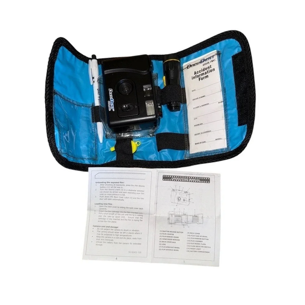 DocuDENT Accident/incident  Documentation Kit w/ 35mm Film Camera Flashlight Pen